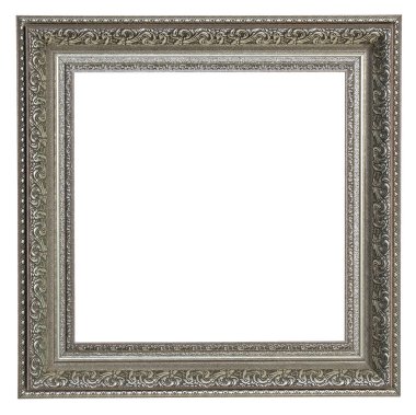 Gümüş çerçeve. Beyaz arkaplandaki izole nesne.