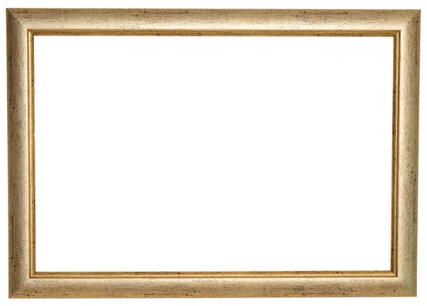 Золотая Рамка Изолированный Объект Белом Фоне — стоковое фото