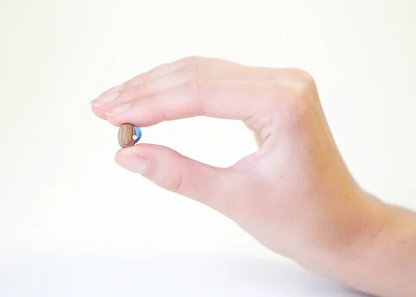 Very Small Hearing Aid Female Hand — Stock Photo, Image