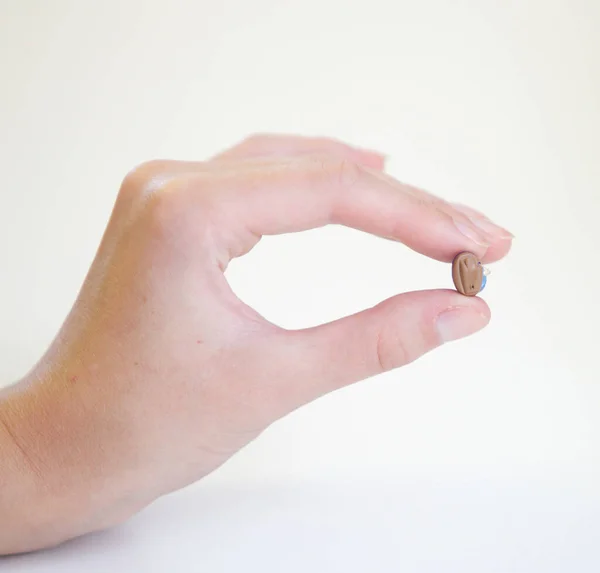 Very Small Hearing Aid Female Hand — Stock Photo, Image