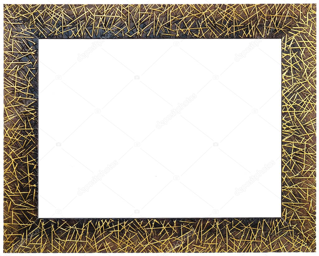 Golden frame isolated on white background