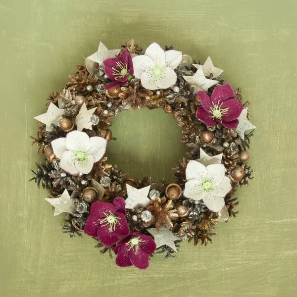 Wreath of dry branches and paper  flowers