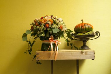 Kabak ile natürmort. Cadılar Bayramı dekorasyon. 