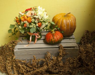 Kabak ile natürmort. Cadılar Bayramı dekorasyon. 