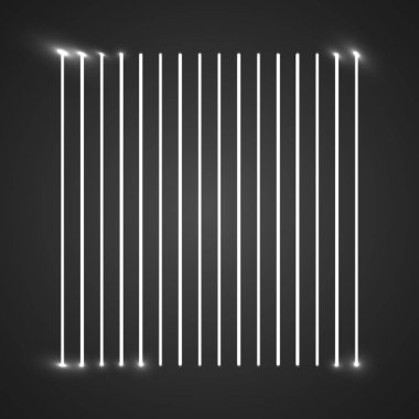 Siyah arka plan üzerinde parlayan beyaz şeritler. Soyut vektör çizim.