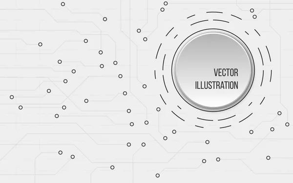 Piirilevy banneri vektori valkoisella taustalla. Prosessori ja siru, suunnittelu ja tekniikka, emolevyn ja tietokoneen suunnittelu, kuvitus — vektorikuva