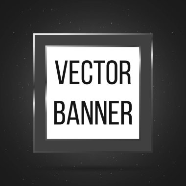 Kare vektör afiş beyaz metal çerçeve siyah bir arka plan. Vektör
