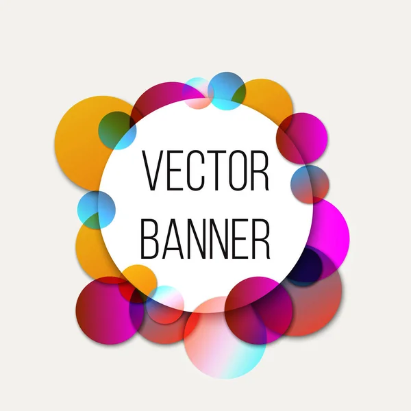 Абстрактный баннер с цветными, прозрачными кругами. Вектор — стоковый вектор