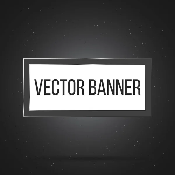 Прямоугольный векторный баннер белый металлический каркас на черном фоне. Вектор — стоковый вектор
