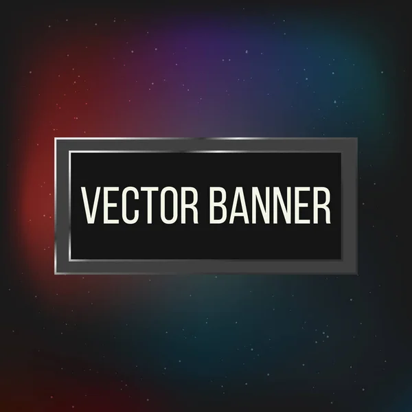 Rectangle vector banner white metal frame on a dark background. Vector — Stock Vector