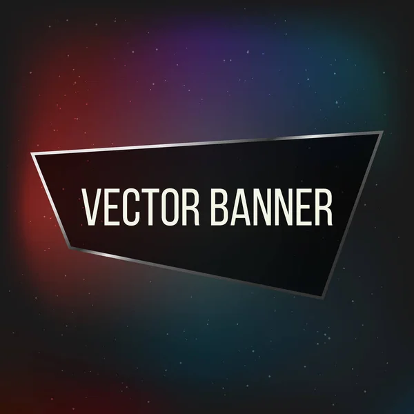 Rectangle asymmetrical vector banner white metal frame on a dark background. Vector — Stock Vector