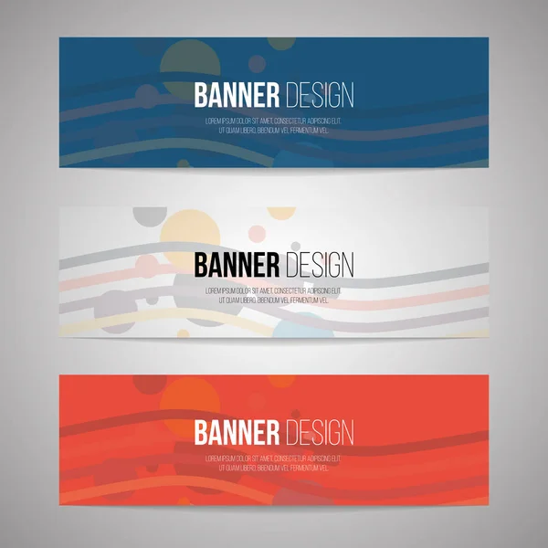 Três banners de design coloridos com listras e ondas. Vetor Gráficos Vetores