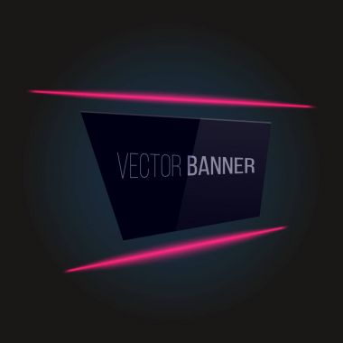 Koyu arka plan üzerinde parlak şeritler ile dikey banner. Vektör