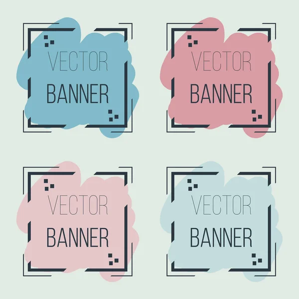 Abstract square banner set. Colorful creative vector icons. Paint stroke frame. — Stock Vector