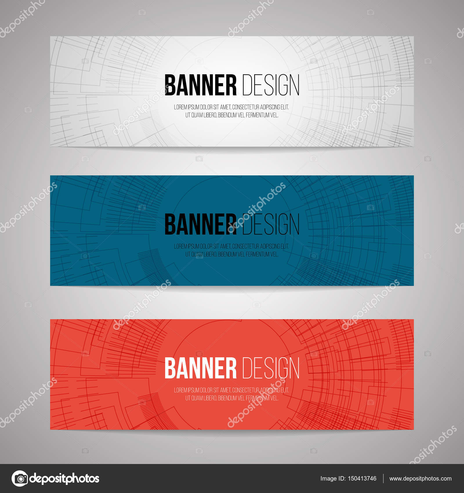 3 色の水平方向のバナーの背景 ベクトル ストックベクター C Lenin999