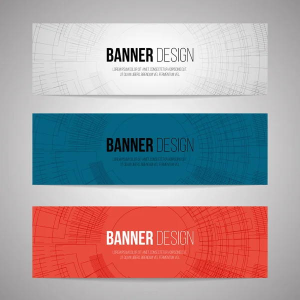 Fondos de banners horizontales en tres colores diferentes. Vector — Vector de stock