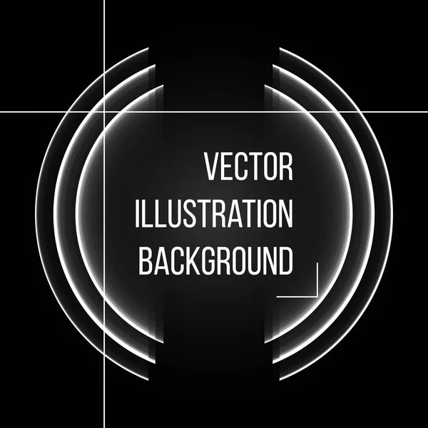 Black and white background, with glowing arches and lines. Retro style. Vector. — Stock Vector