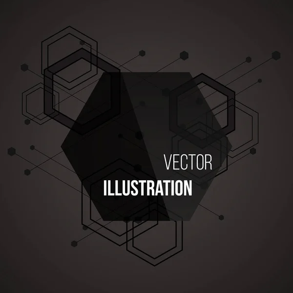 Abstract dark background with hexagons pattern design. Vector — Stock Vector
