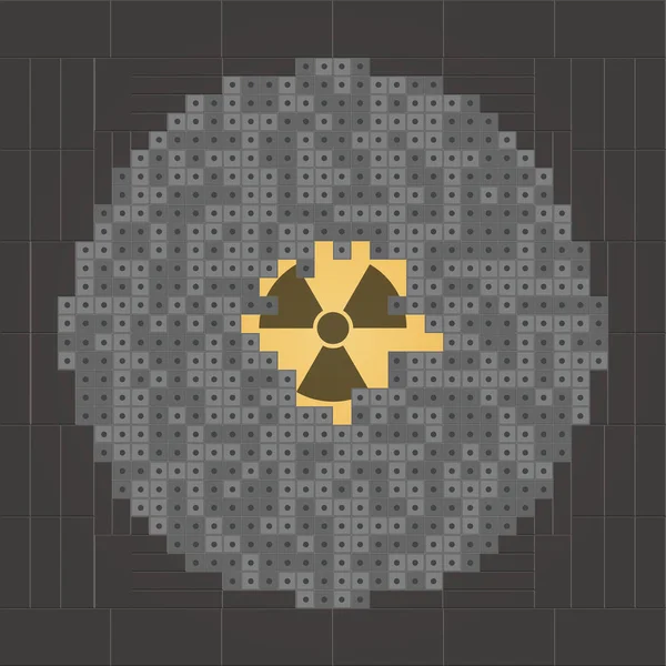 Technologischer Hintergrund mit Fliesen und Zeichen der Strahlung, Reaktorabdeckung, Vektor — Stockvektor