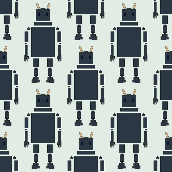 Sevimli çizgi robotlar Dikişsiz desen kumaş Tekstil, kağıt veya duvar kağıdı sarma için. Vektör