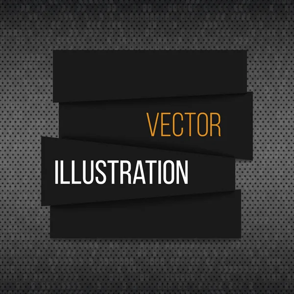 Banner of flat realistic stripes with shadows. Black square with text. Place for your projects. Web Vector — Stock Vector