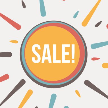 Renkli güneş ışınları damla, satışı büyük başlığı şeklinde ile soyut. Vektör