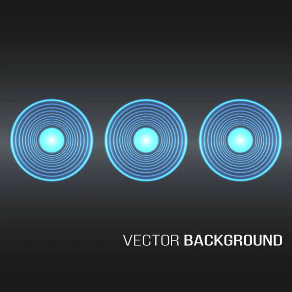Circles with light effects form a golden glowing round frame on dark brown background. Vector. — Stock Vector