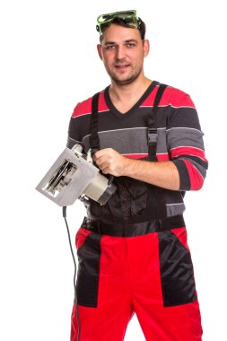 Dairesel testereli inşaat işçisi 