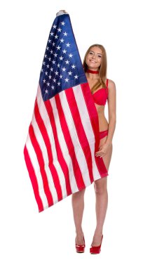 Amerikan bayrağı kadınların elinde