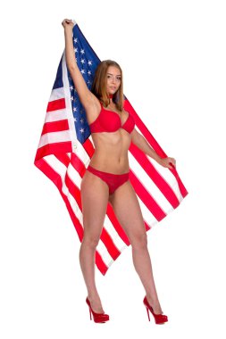 Amerikan bayrağı kadınların elinde