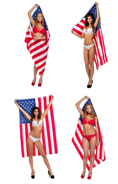 US-Flagge in Frauenhand — Stockfoto