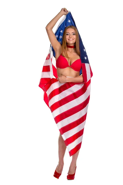 女性の手にアメリカ国旗 — ストック写真