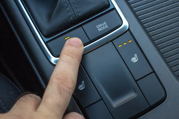 Modern car central console with seat and steering heating contro — Stock Photo, Image