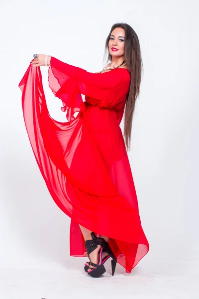 Lady dancer in red — Stock Photo, Image