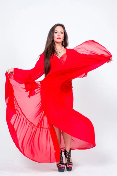 Signora ballerina in rosso — Foto Stock