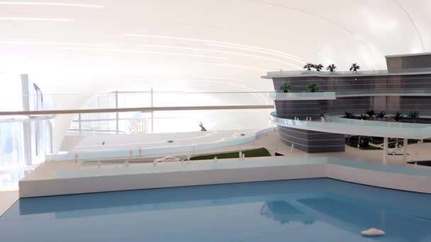 Modell av Kaspiska havet vatten Pavilion i Heydar Aliev center. — Stockvideo