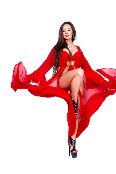 Танцівниця в червоному халаті. Танцівниця в червоному халаті . — стокове фото