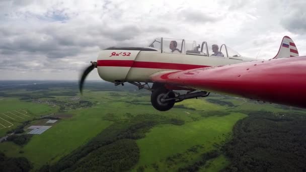 Rosyjski Samolot Powietrzu Widok Kamery Skrzydle — Wideo stockowe