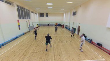 12 Kasım 2017 Moskova, Rusya: Voleybol Takımı aktif okul spor salonunda oynamak. Moskova kuzeyinde olacak Voleybol yarışmalarda.