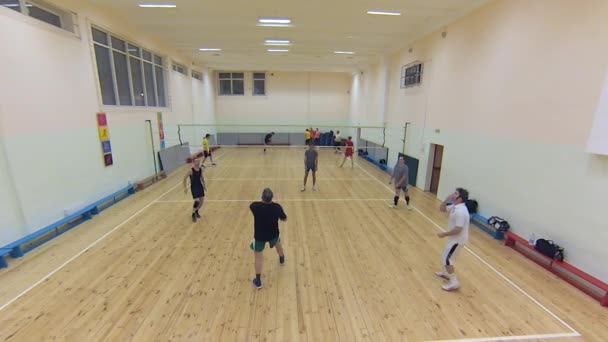Nov 2017 Moscow Russia Equipe Vôlei Joga Ativamente Ginásio Escola — Vídeo de Stock