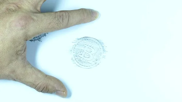 Crayon croquis moderne crypto-monnaie numérique — Photo