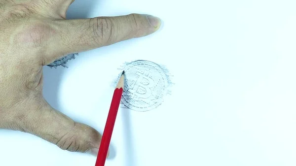 Bleistift skizziert moderne digitale Kryptowährung — Stockfoto