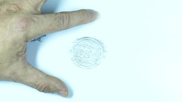 Bleistift-Skizze der Bitcoin-Euromünze — Stockfoto