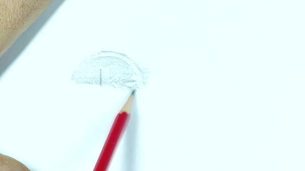 铅笔素描现代数字密码币比特厌恶硬币表面 — 图库视频影像
