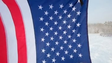 Kumaş doku ABD bayrak sallayarak Rüzgar - son derece ayrıntılı
