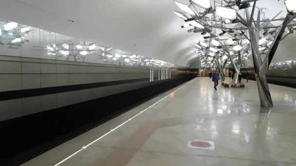 Şubat 2018 Moskova Rusya Federasyonu Moskova Metro Yeni Istasyon Troparevo — Stok video