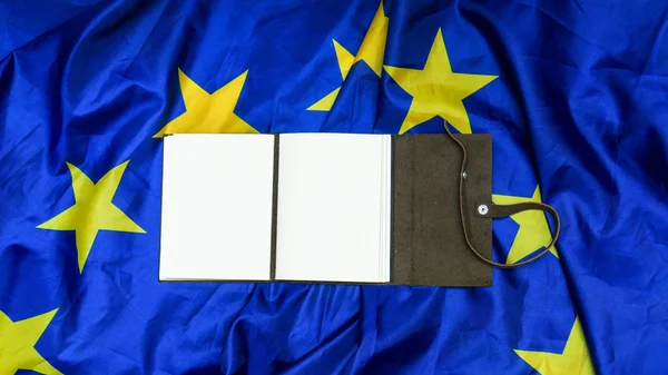 Leather note on EU Flag Flag — Stock Photo, Image
