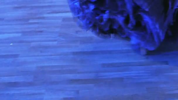 Танцюристи ноги на паркетній підлозі — стокове відео