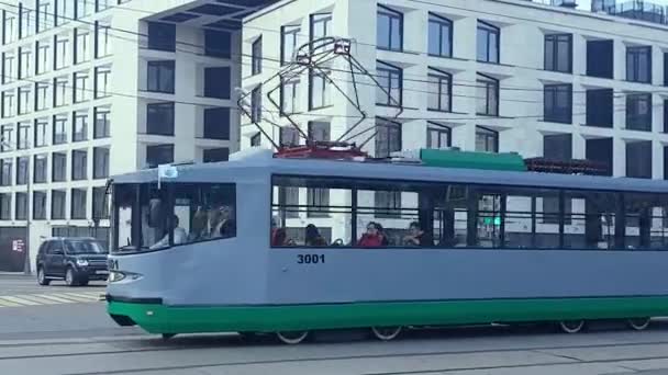 Парад винтажных трамваев — стоковое видео