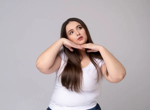 Sorrindo Plus Size atraente Mulher . — Fotografia de Stock